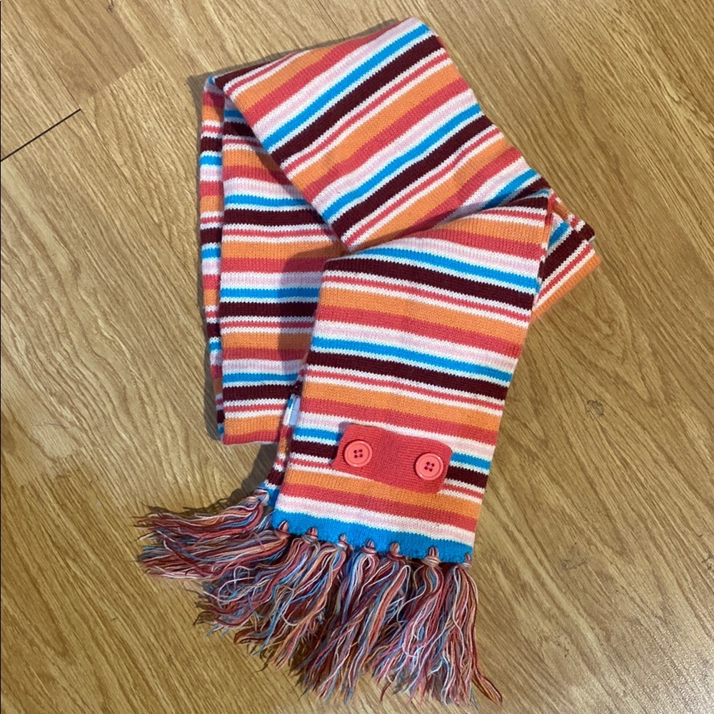 Striped Multicolor Scarf with Fringe
